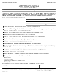 Document preview: Form DHCS4098 Ccs Medical Therapy Program Therapy Assessment Plan - California