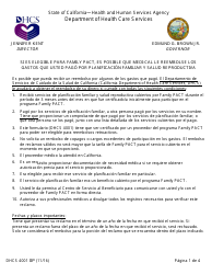 Formulario DHCS4001 SP Programas De Acceso a La Salud Certificacion Para El Programa Family Pact Retroactiva De Elegibilidad (Rec) - California (Spanish)