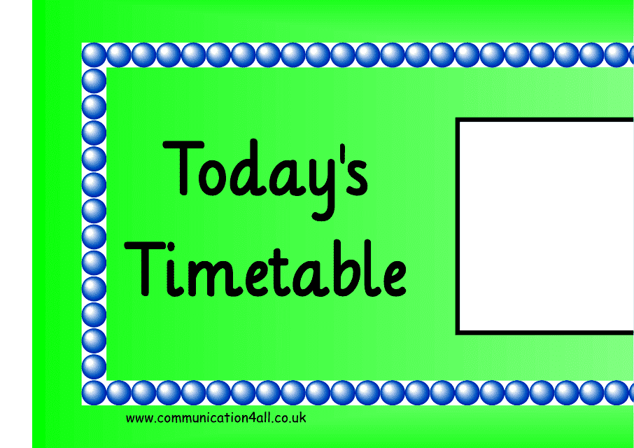 &quot;Green Today's Timetable Classroom Schedule Template&quot; Download Pdf