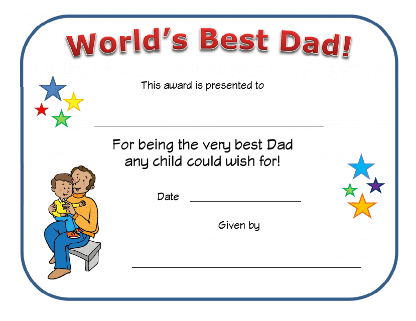 World's Best Dad Certificate Template Download Pdf