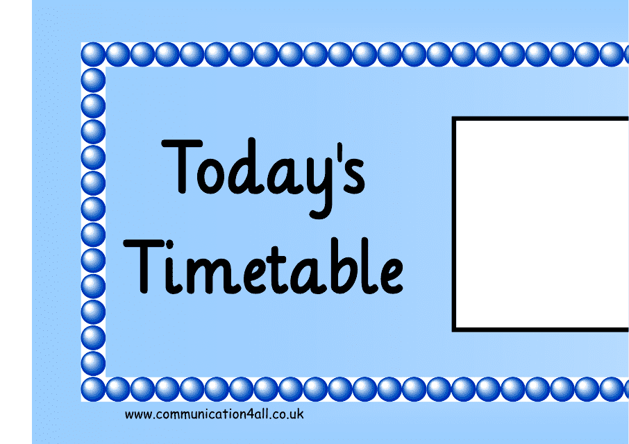 &quot;Blue Large Today's Timetable Classroom Schedule Template&quot; Download Pdf