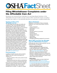 OSHA Form FS3641 &quot;Filing Whistleblower Complaints Under the Affordable Care Act&quot;