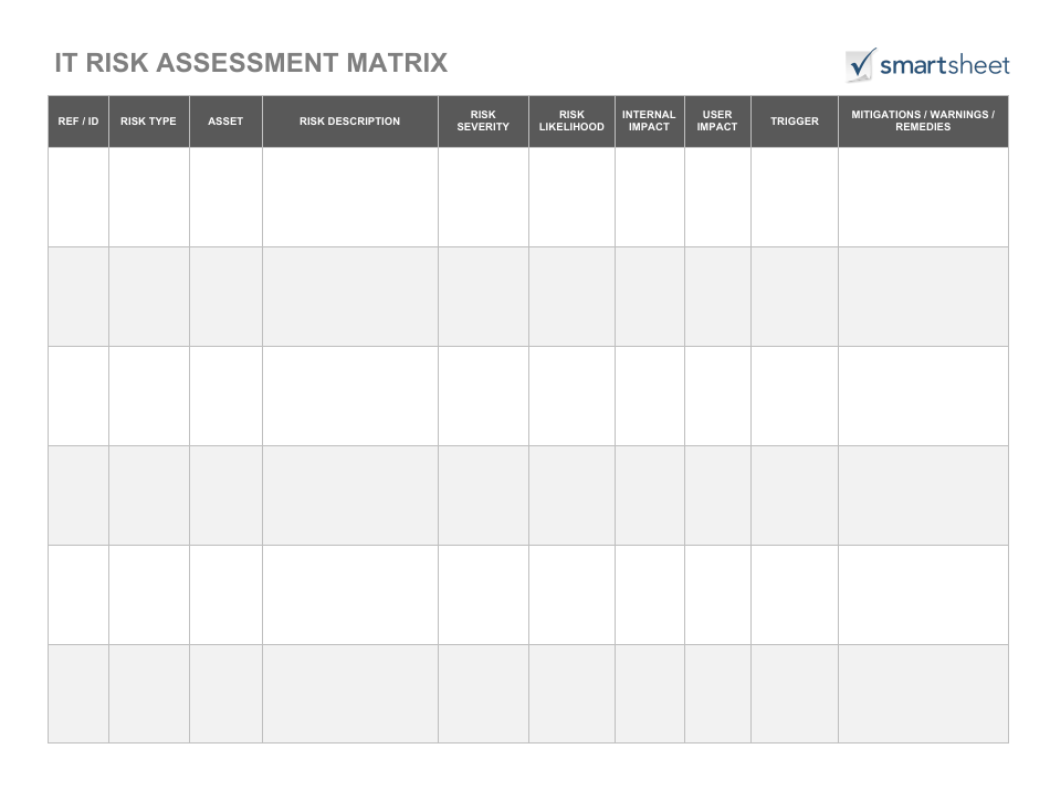 It Risk Assessment Matrix Template Download Fillable PDF | Templateroller