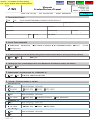 Form A-020 Wisconsin Voluntary Disclosure Request - Wisconsin