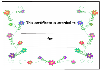 Document preview: Kids Award Certificate Template - Smal Flowers With Green Leaves