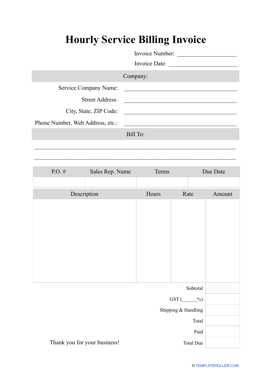 free hourly invoice template pdf word eforms editable hourly invoice