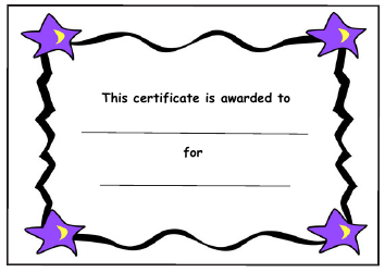 Kids Award Certificate Template With Stars and Black Borders Download ...