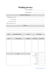 Document preview: Welding Invoice Template