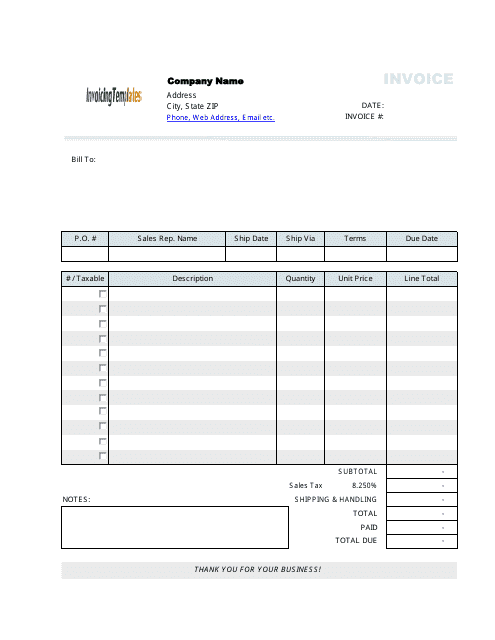 Billing Invoice Template With Profit and Taxable Column