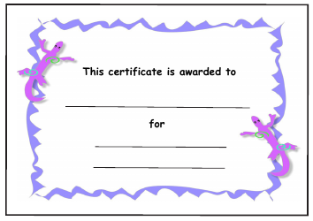 Document preview: Kids Award Certificate Template - Pruple Lizards
