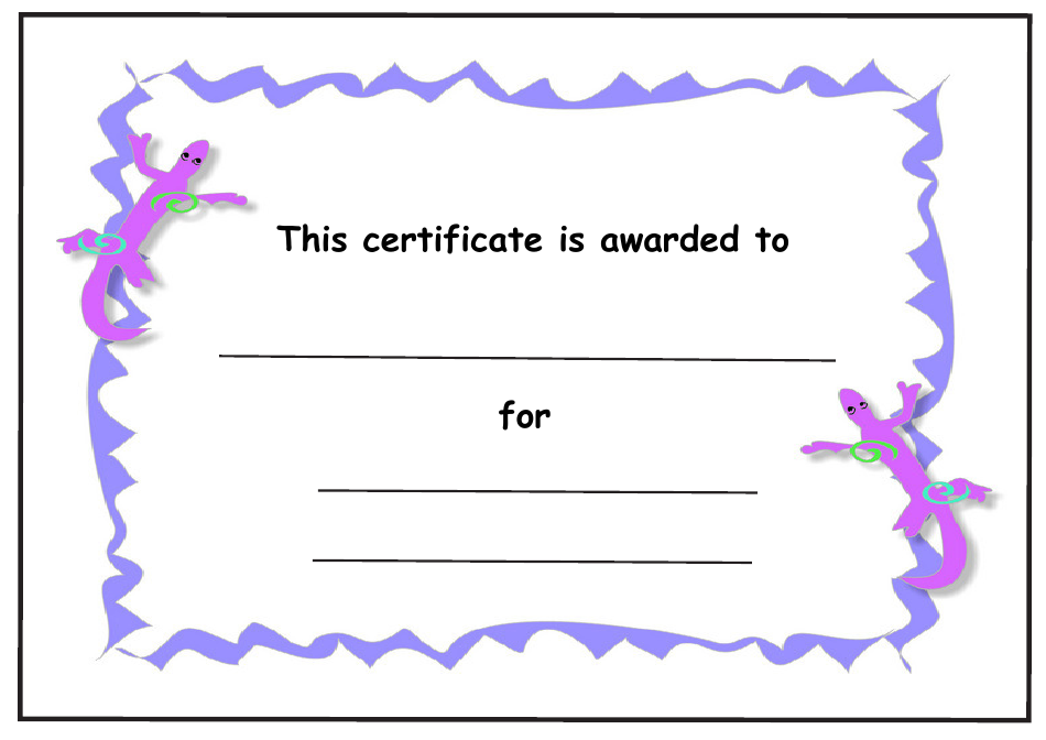 Kids Award Certificate Template – Purple Lizards