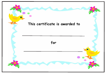 Document preview: Kids Award Certificate Template - Chicks and Flowers