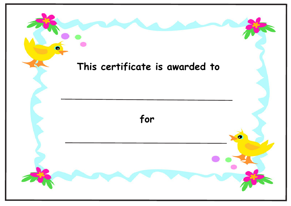 Kids Award Certificate Template - Chicks and Flowers