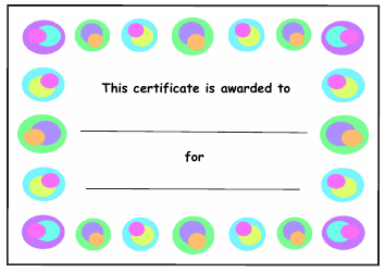 Document preview: Kids Award Certificate Template With Colored Circles Border