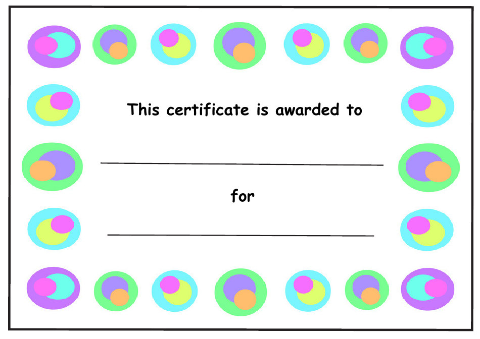 Kids Award Certificate Template With Colored Circles Border