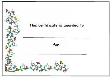 &quot;Award Certificate Template - Small Butterflies and Flowers&quot;