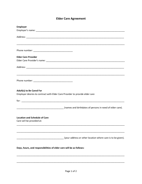 Elder Care Agreement Template Fill Out Sign Online And Download PDF 