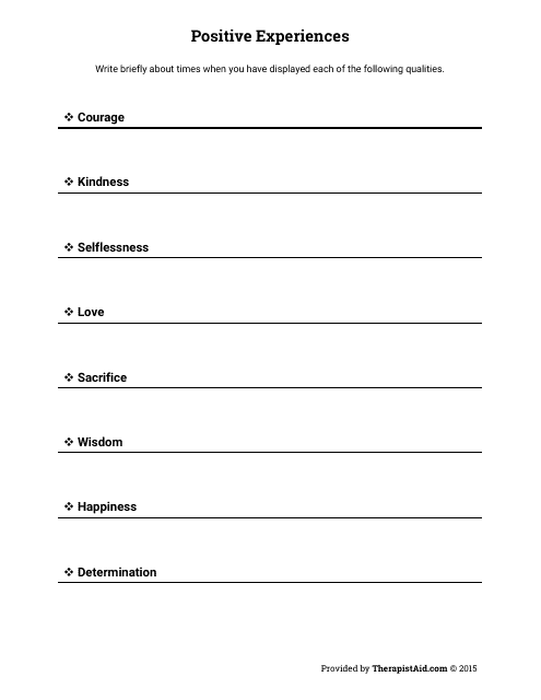 Positive Experiences Self-assessment Template - Image Preview