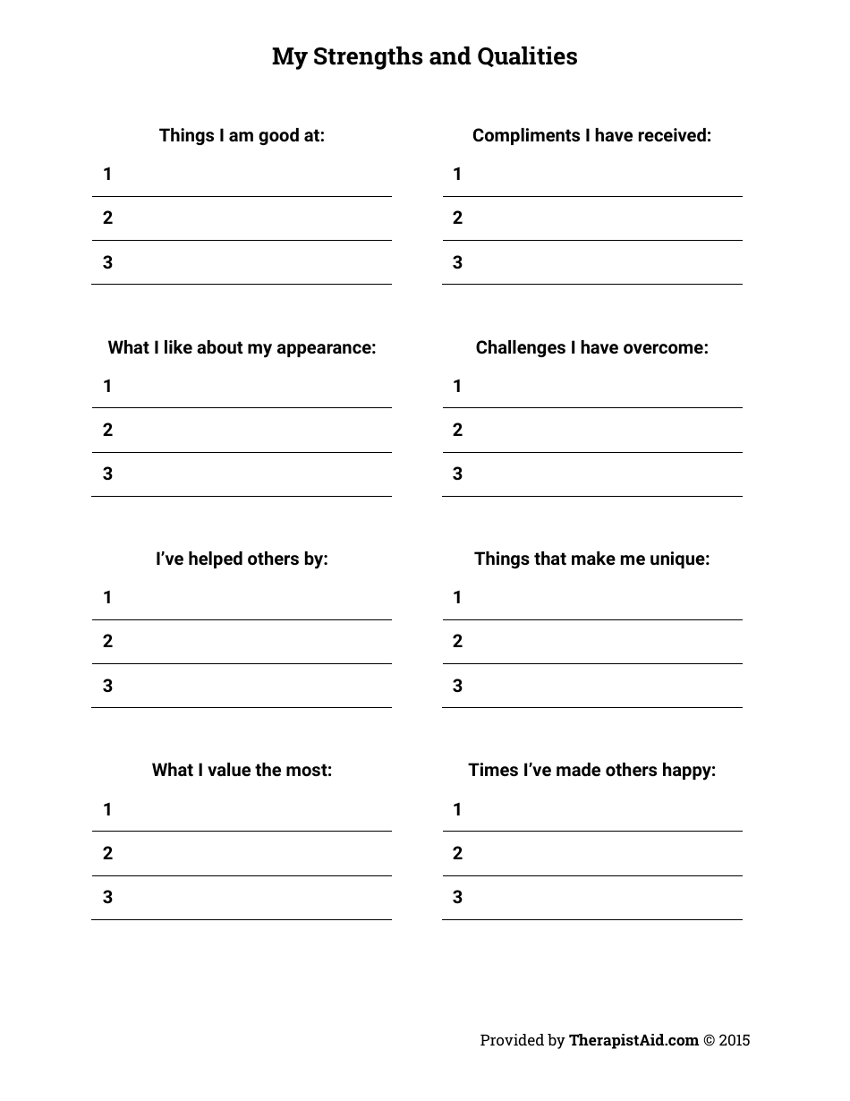Strengths and Qualities Self Assessment Template Image Preview