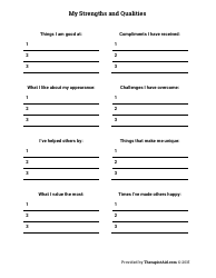&quot;Strengths and Qualities Self Assessment Template&quot;