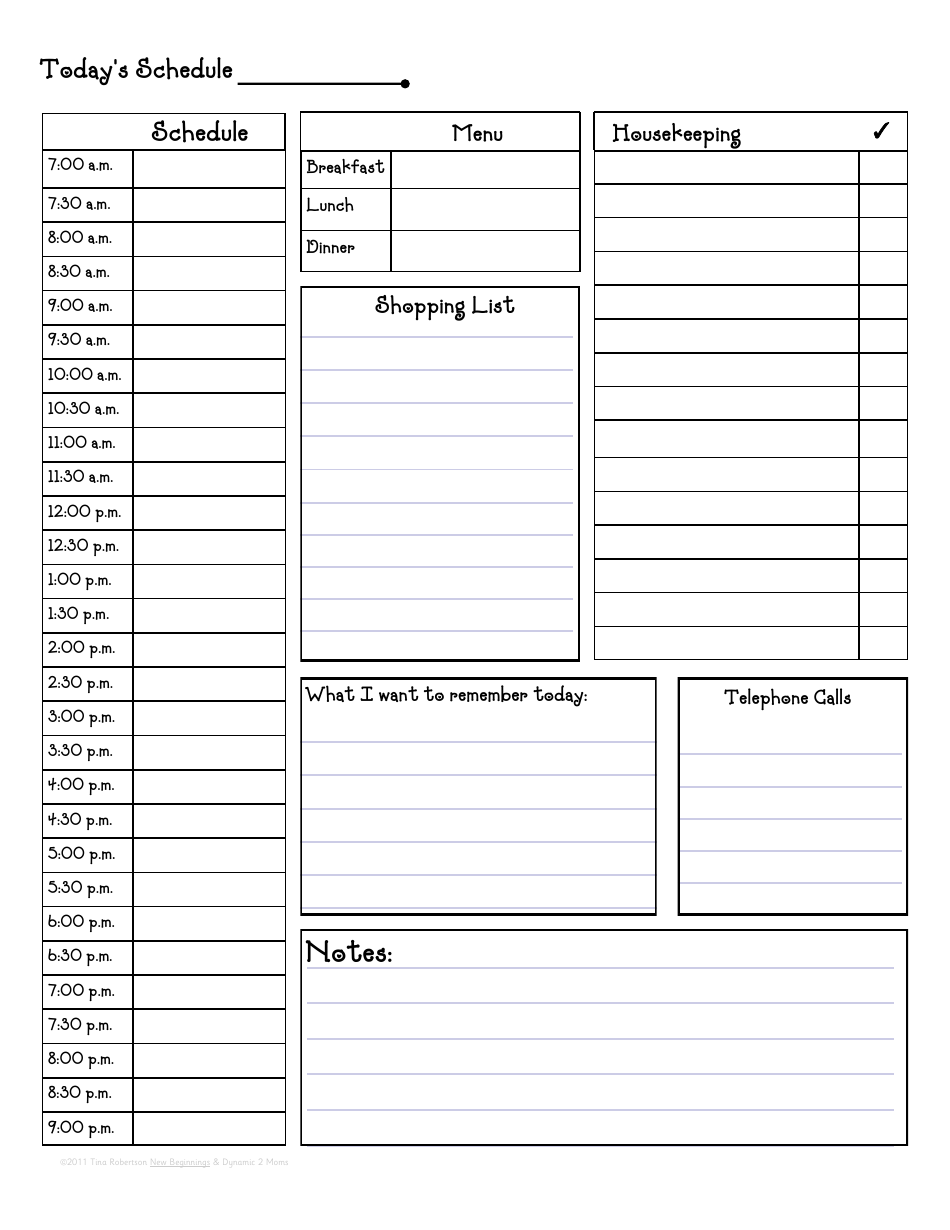 daily schedule pdf template