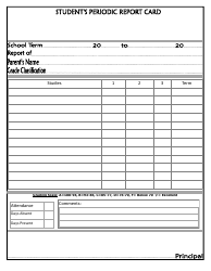 Student's Periodic Report Card Template