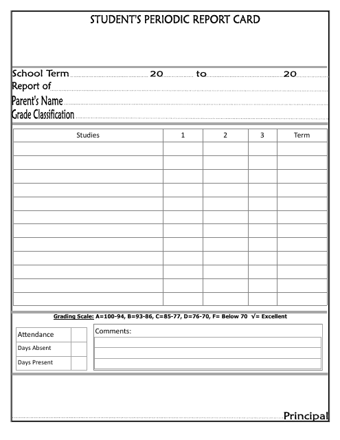 &quot;Student's Periodic Report Card Template&quot; Download Pdf