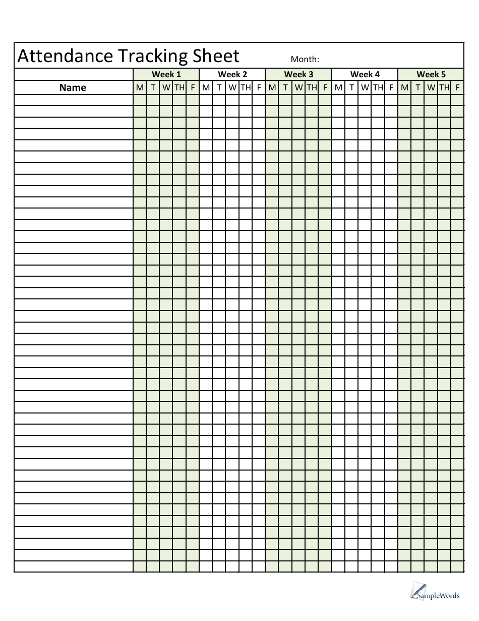 Free Printable Weekly Attendance Sheet Template Aulaiestpdm Blog