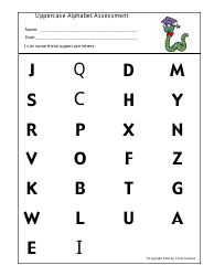 Document preview: Uppercase Alphabet Assessment Worksheet Template - Cindy Downes