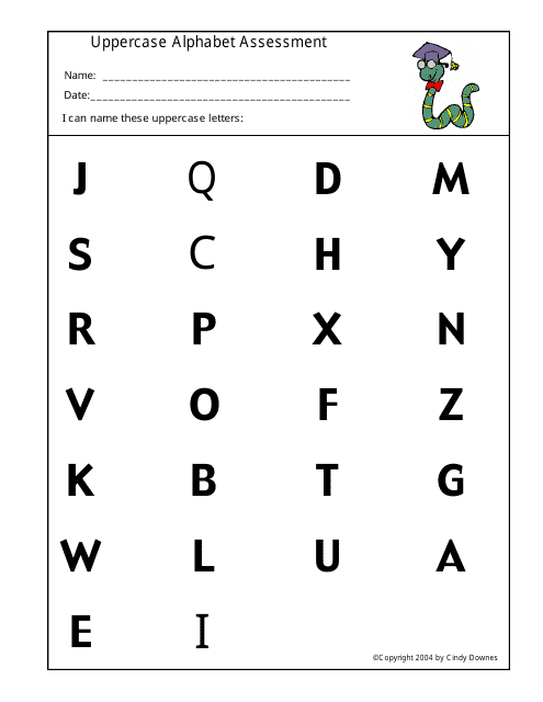 Uppercase Alphabet Assessment Worksheet Template - Cindy Downes