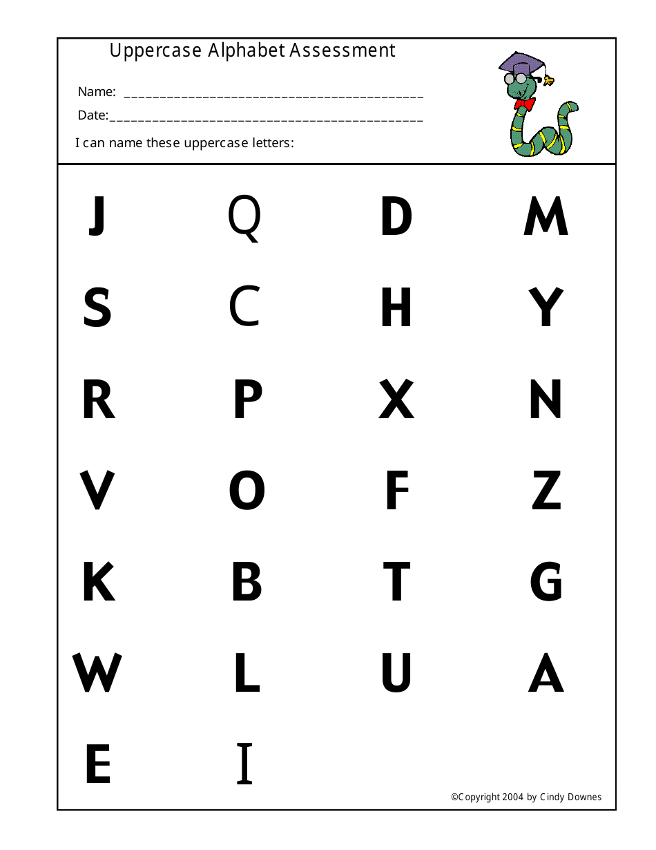 Uppercase Alphabet Assessment Worksheet Template Cindy