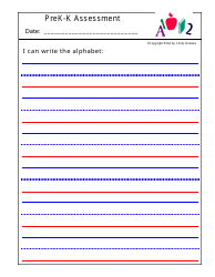 Document preview: Prek-K Assessment Worksheet Template - Alphabet - Cindy Downes