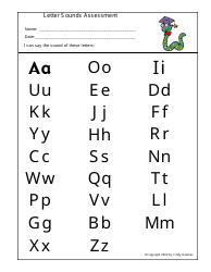 Document preview: Letter Sounds Assessment Worksheet Template - Cindy Downes