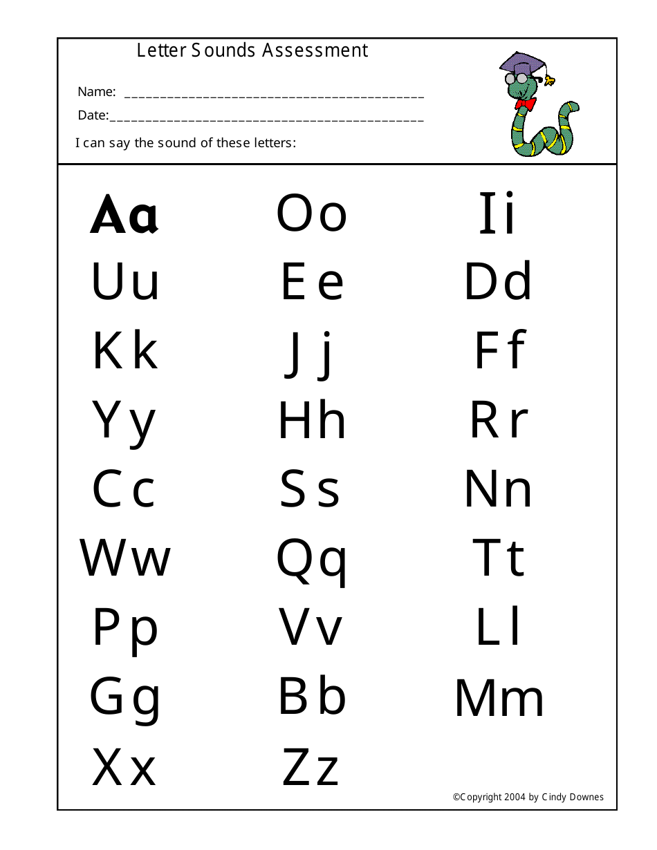 letter sounds assessment worksheet template cindy downes download printable pdf templateroller