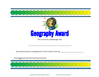 Document preview: Geography Award Certificate Template - the Master Planner