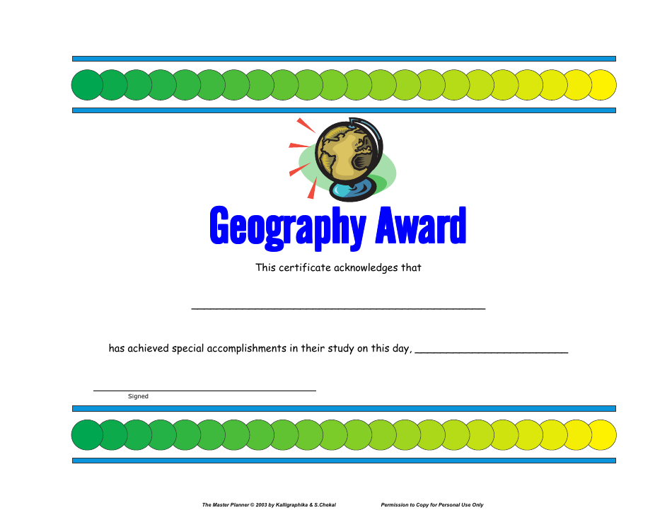 Geography Award Certificate Template - the Master Planner