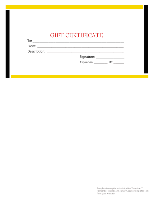 Gift Certificate Template - Black and Yellow