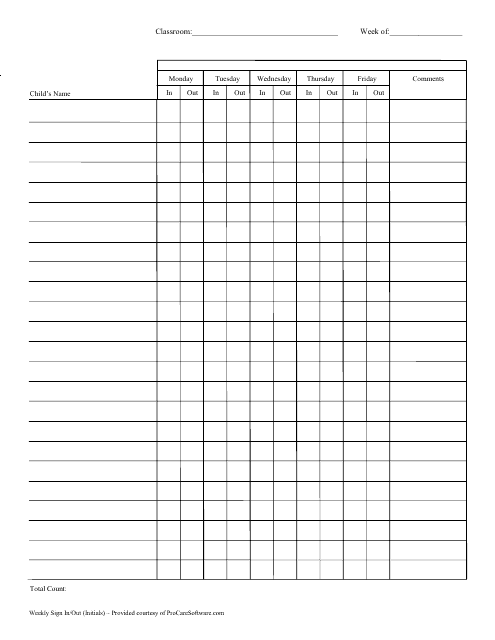 Weekly Sign in/Out Sheet Template for Students Download Printable PDF ...