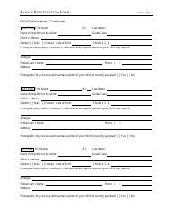 Family Registration Form, Page 2