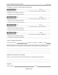 Family Registration Form, Page 3