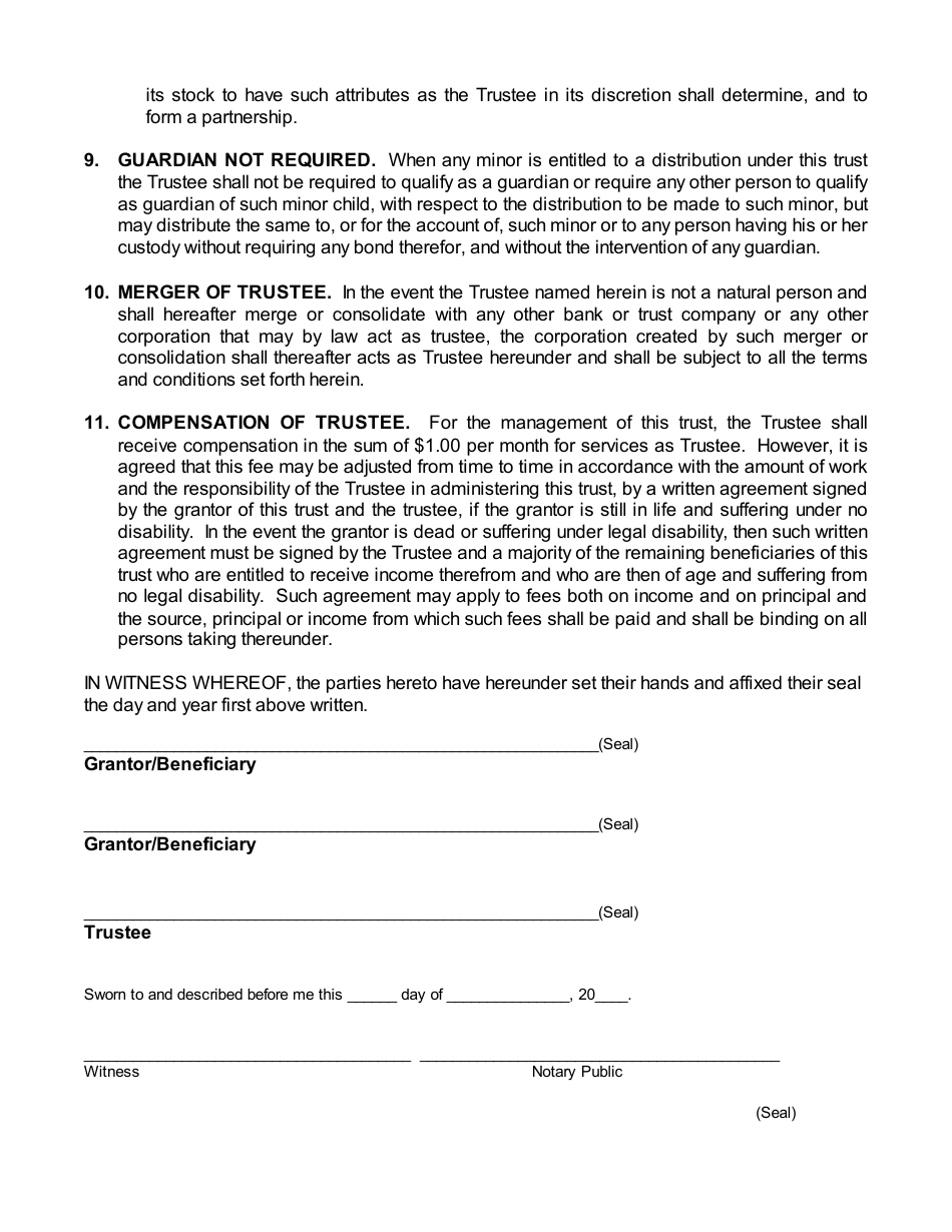 Trust Agreement Template - Fill Out, Sign Online and Download PDF ...