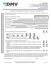 Document preview: Form CDL-042 Commercial Medical/Vision Waiver Evaluation and Application - Nevada