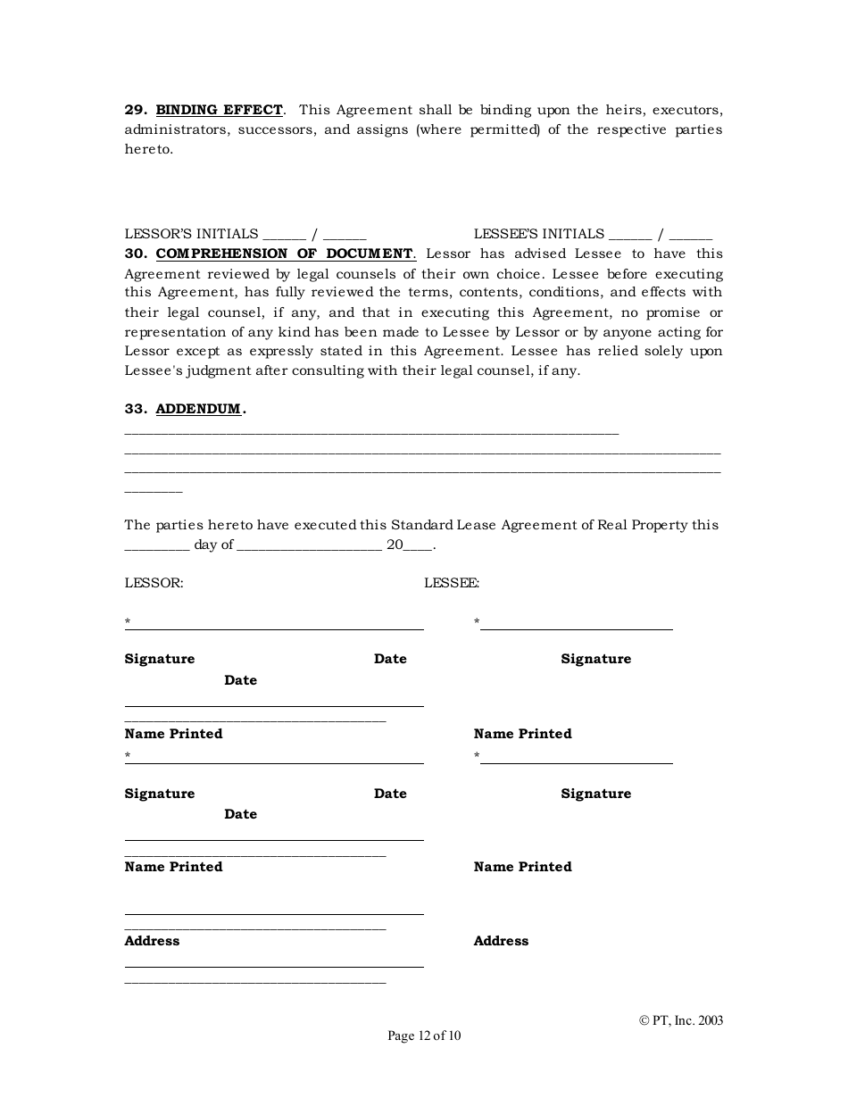Standard Lease Agreement Template - Pt, Page 12