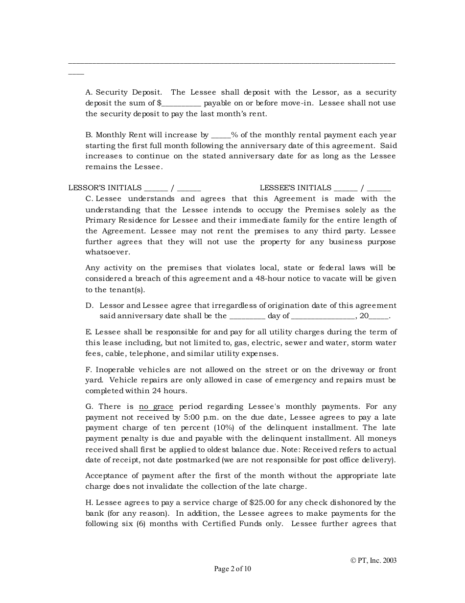 Standard Lease Agreement Template - Pt, Page 2