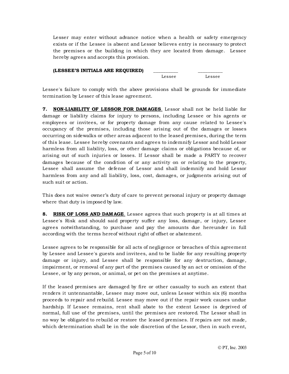 Standard Lease Agreement Template - Pt, Page 5