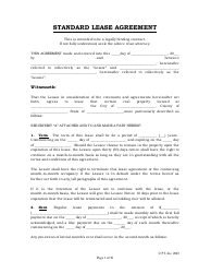 Document preview: Standard Lease Agreement Template - Pt