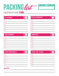 Packing List Template, Page 2