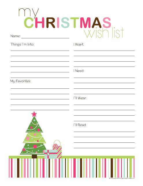 Christmas Wish List Template with a Christmas Tree