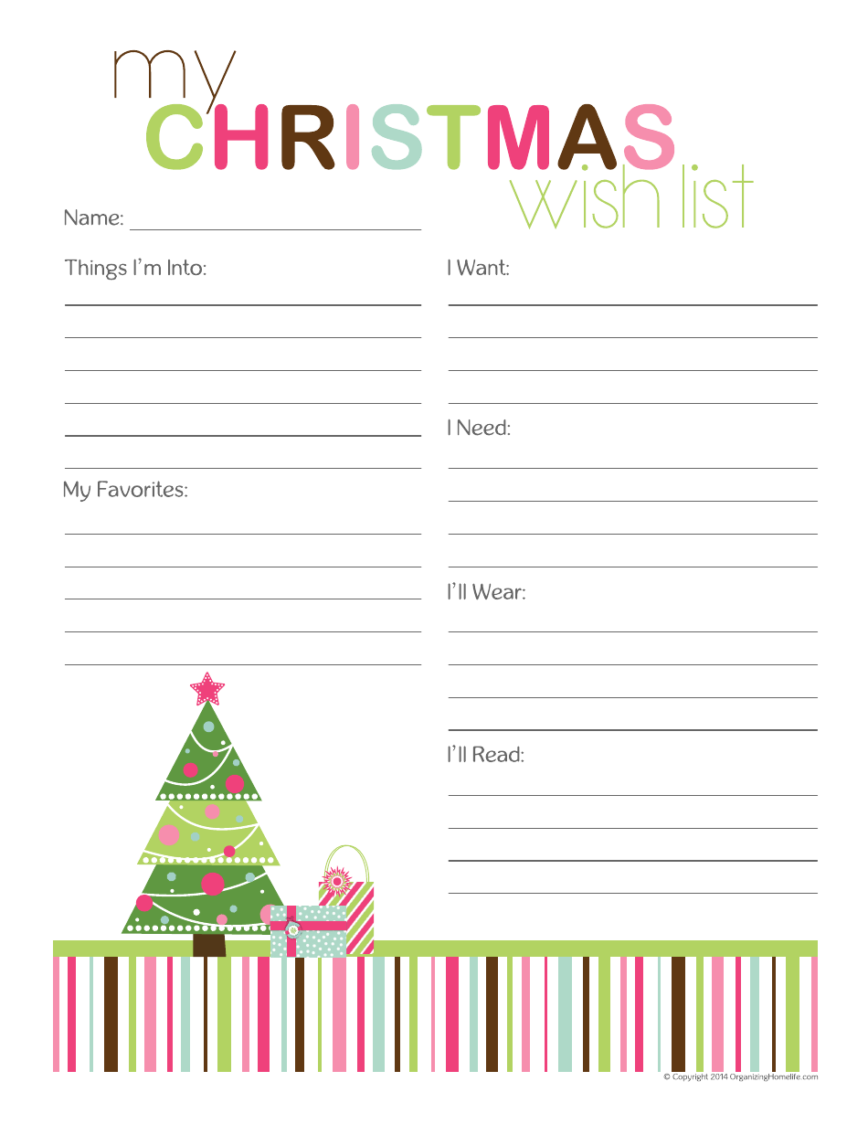 Christmas Wish List Template with a Christmas Tree