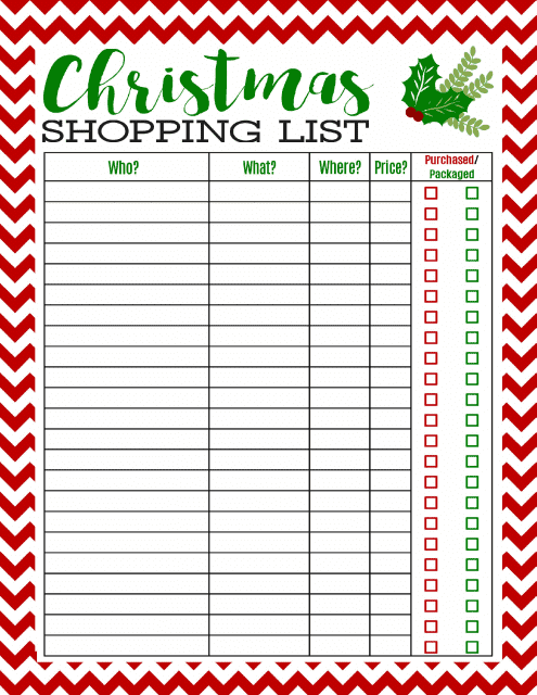 Christmas Shopping List Template Big Table Download Printable PDF 